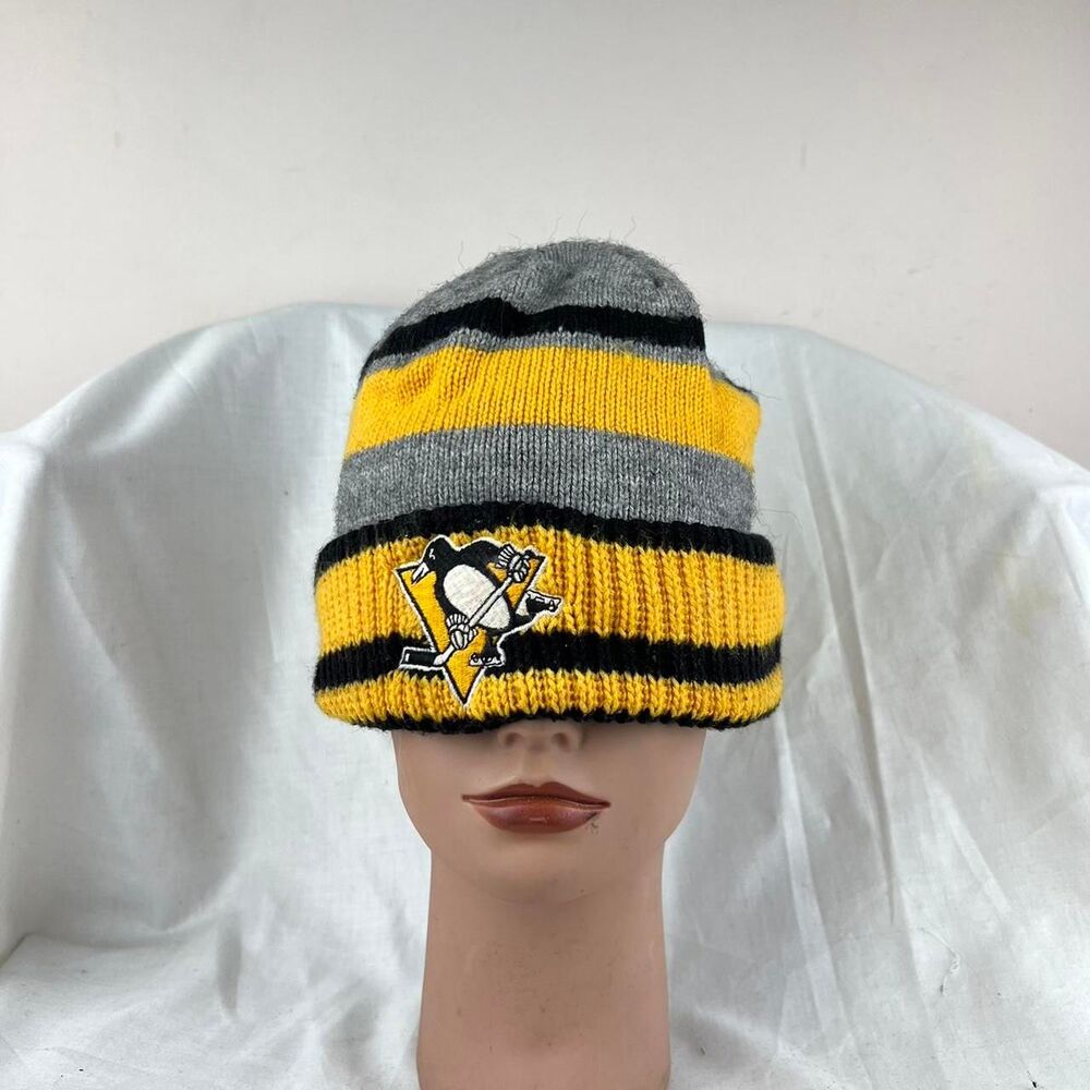 NHL Pittsburgh Penguins Adidas Black Yellow Striped Knit Beanie